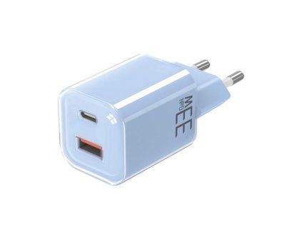 Solight 33W GaN fast charge USB-A + USB-C adaptér, modrý - obrázok 1