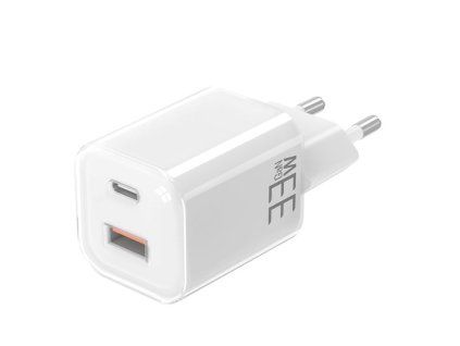 Solight 33W GaN fast charge USB-A + USB-C adaptér, biely - obrázok 1