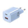 Solight 33W GaN fast charge USB-A + USB-C adaptér, modrý - obrázok 1