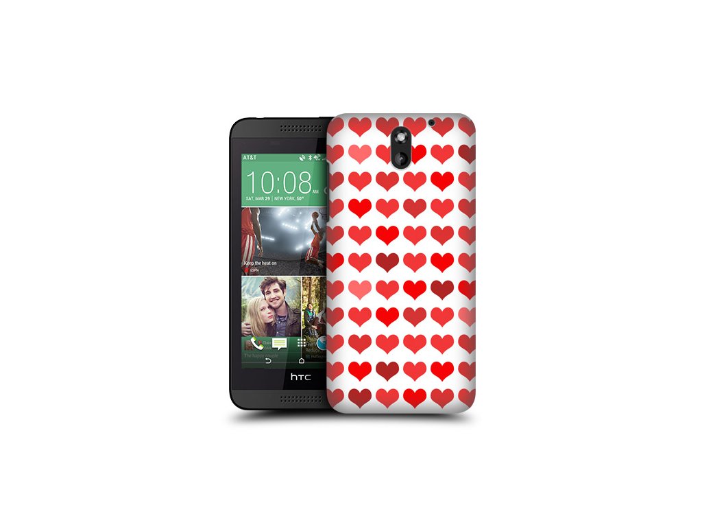 Plastový kryt (obal) pre HTC Desire 610 - srdiečkový/červený