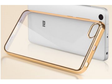 Silikónový kryt (obal) pre Xiaomi Mi5 - priesvitný so zlatými okrajmi