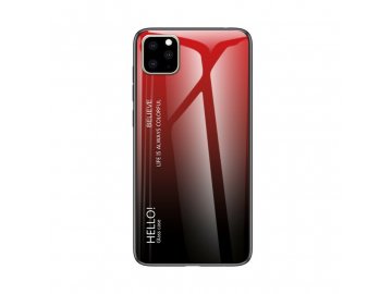 Silikónový kryt (obal) pre iPhone 11 Pro Max so sklenenou zadnou stranou - červeno-čierny
