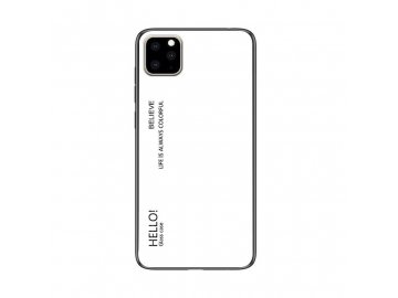 Silikónový kryt (obal) pre iPhone 11 Pro so sklenenou zadnou stranou - biely