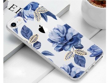 Silikónový kryt (obal) pre iPhone X/XS - modré kvety