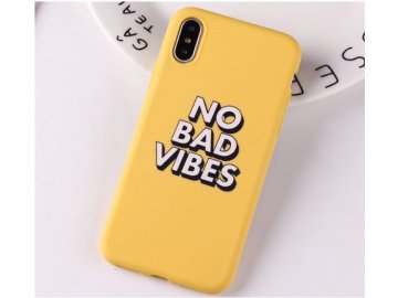 Silikónový kryt (obal) pre iPhone X/XS - NO BAD VIBES (žltý)