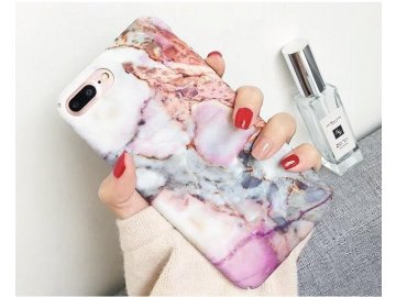 Plastový kryt (obal) pre iPhone X/XS - mramor ružovo-šedý