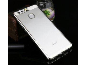 Silikónový obal na Huawei P8 Lite priesvitný so striebornými okrajmi