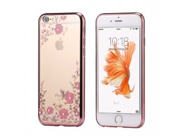 Silikónový kryt (obal) Diamond Flower pre iPhone 11 Pro Max - ružovo zlatý