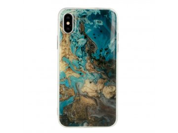 Vennus Marble silikónový kryt (obal) pre Samsung Galaxy A40 - zeleno-zlatý