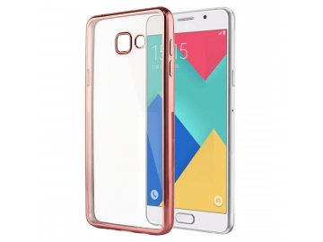 Silikónový kryt pre Samsung Galaxy A3 2016 (A310F) - priesvitný s rose gold okrajmi