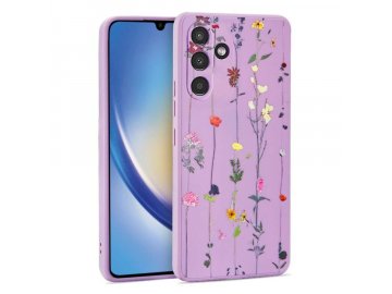 Flower Mood silikónový kryt (obal) pre Samsung Galaxy A34 5G - fialový