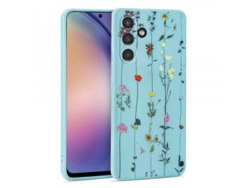Flower Mood silikónový kryt (obal) pre Samsung Galaxy A54 5G - modrý