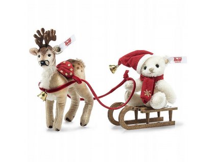 Steiff Christmas Sleigh Set (vrátane Teddy Bear, Whi