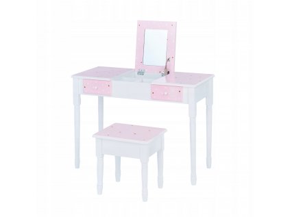 Ružovo-biely toaletný stolík „Kate“ s úložným priestorom