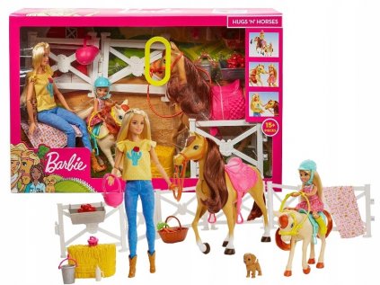 Barbie Doll Set of Horse Stud + 2 FXH15 Dolls