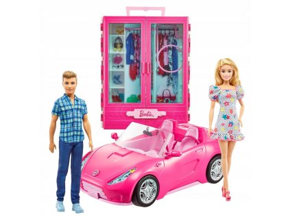Barbie Wardrobe + kabriolet + 2 bábiky GVK05