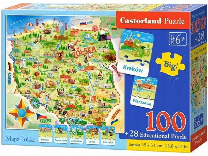 Puzzle Mapa Poľska 100 dielikov Castorland 6+