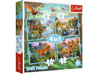 Puzzle 4 v 1 jedinečný 4 puzzle dinosaury