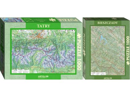 Puzzle mapa Tattry + Bieszczady - 2 x 1 000 El