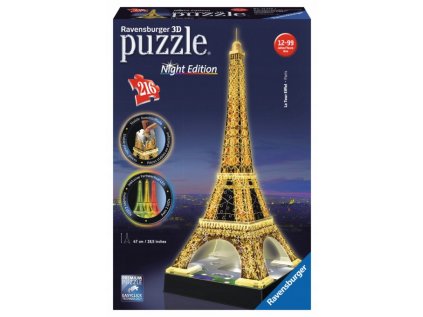 3D puzzle 216 prvkov. Eiffelova veža v noci