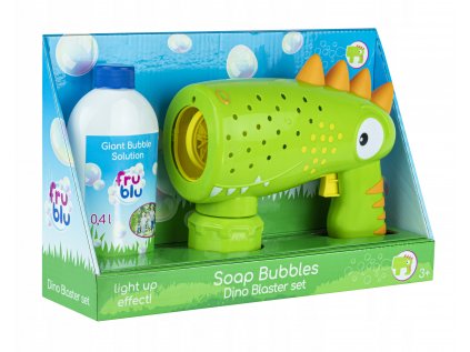 Hračka na mydlové bubliny - Fru Blu Bubbles Blaster Dino + tekutina 0,4 l