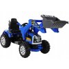 Batériový traktor s lyžičkou modrého rýpadla