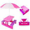 Detský záhradný nábytok - Piknikový stôl pre deti s dáždnikovou ružovou cievkou
