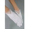Prijímacie rukavice pre dievčatá biele vyšívanie