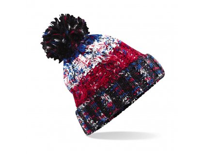 Čepice s bambulí Beechfield Corkscrew Beanie - navy-červená