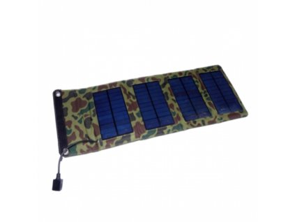 Solární nabíječka Eljet 7W – skládací, woodland maskování, USB výstup