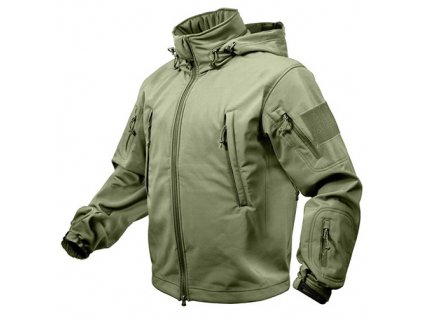 Bunda TACTICAL s kapucí softshell ZELENÁ