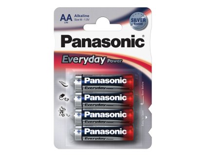 Baterie alkalické tužkové AA Panasonic 1,5V R6 4 ks