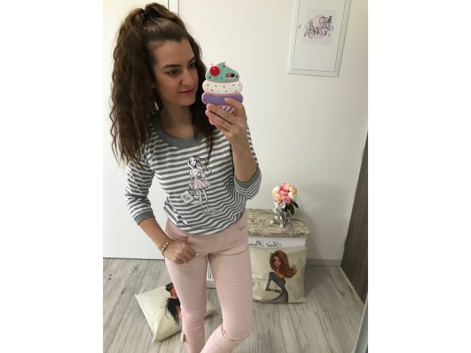 Mikina/Tričko FASHION GIRL - šedá VYPREDANÁ!