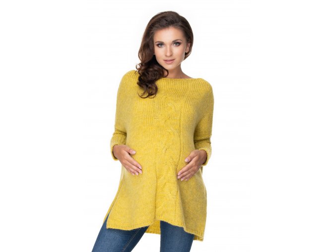 Tehotenský oversize sveter s rozparkami (2)