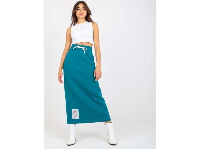 Midi sukňa so zipsom Morska midi spodnica dresowa z wiazaniem 390656 7