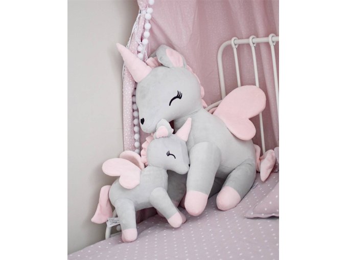 Plyšový jednorožec sivá XL Giant size 116 1