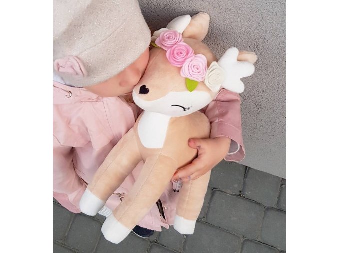 Plyšový jelenček s venčekom ružová 35 cm 130 3