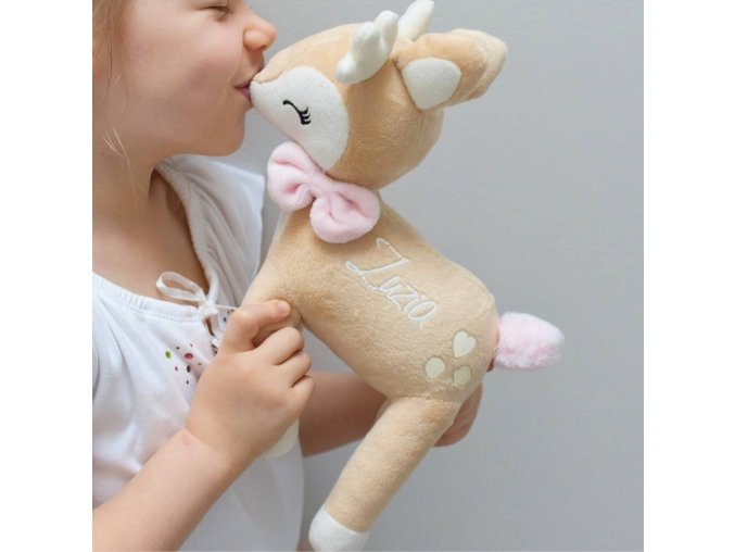 Plyšový jelenček s mašličkou ružová 35 cm 138 5