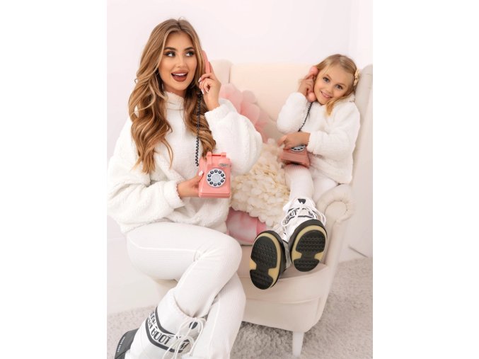 Set mikiny a nohavíc pre mamu a dcéru Chelsie smotanová 4 kópia