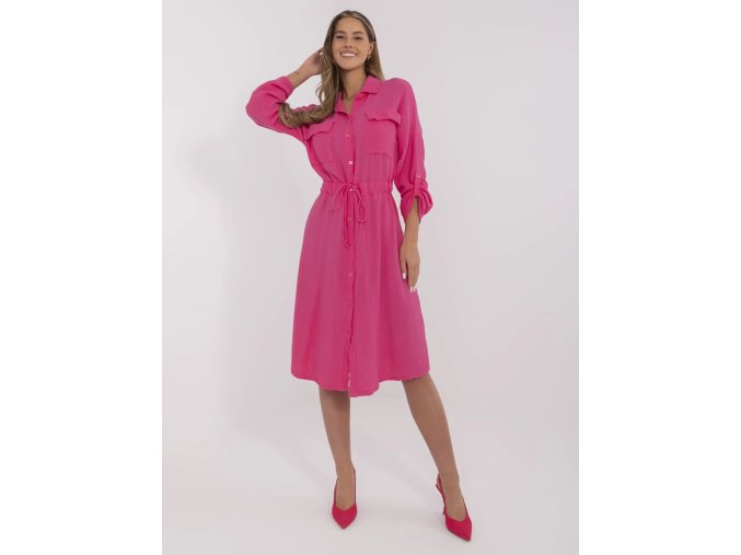 Košeľové mušelínové šaty Fuksjowa muslinowa sukienka z kolnierzykiem 412452 1 kópia