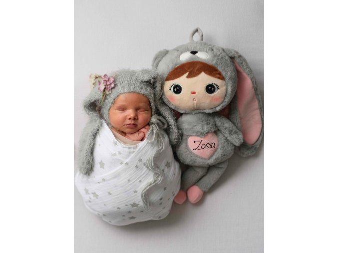Metoo bábika Zajačik sivá:ružová 5