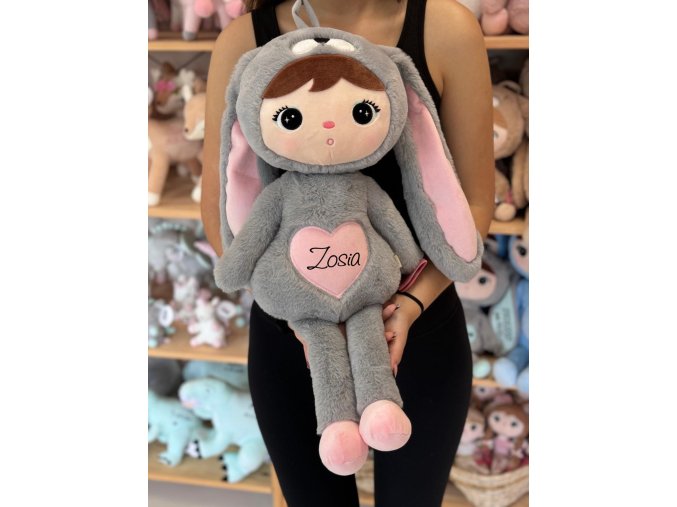 Metoo bábika Zajačik sivá:ružová , 70 cm 1