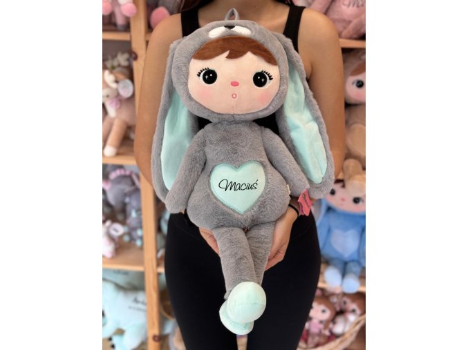 Metoo bábika Zajačik sivá:mäta, 70 cm