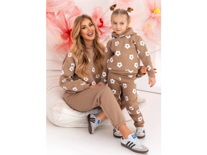 Set teplákových súprav pre mamu a dcéru Melissa biele kvety kópia