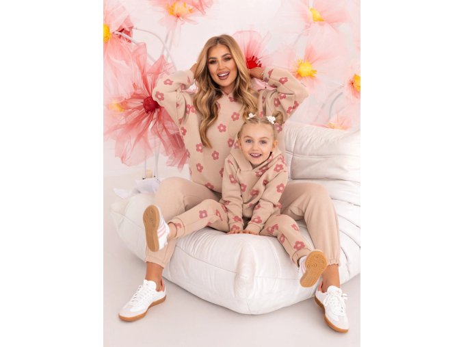 Set teplákových súprav pre mamu a dcéru Melissa ružové kvety kópia