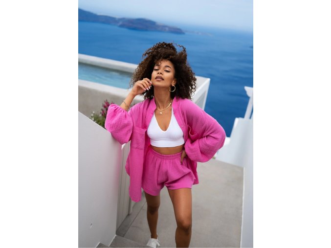 Dámska mušelínová košeľa Palma ružová 7 kópia