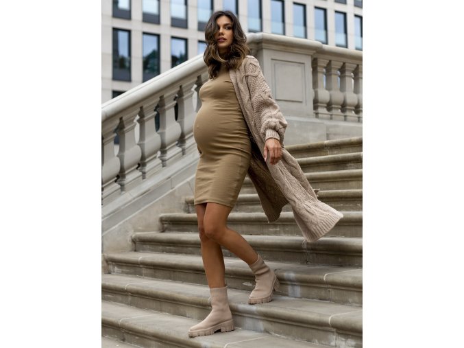 Priliehavé šaty Evelin Camelowa prazkowana sukienka basic z polgolfem 389673 3 2
