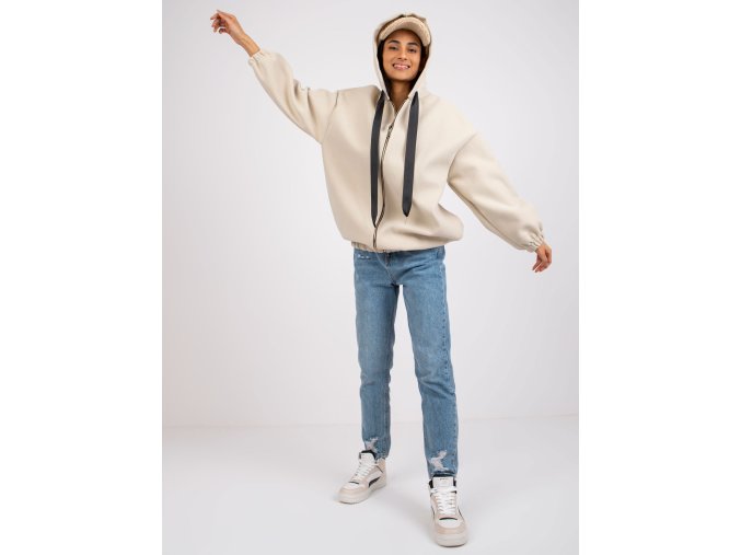 Mikina so zapínaním na zips Bezowa bluza rozpinana z kapturem Sevilla 382366 2
