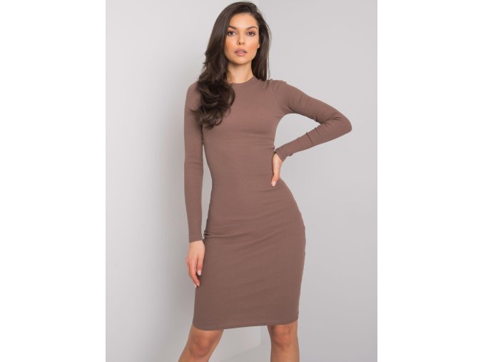 Priliehavé basic šaty Brazowa sukienka Lara RUE PARIS 381146 5