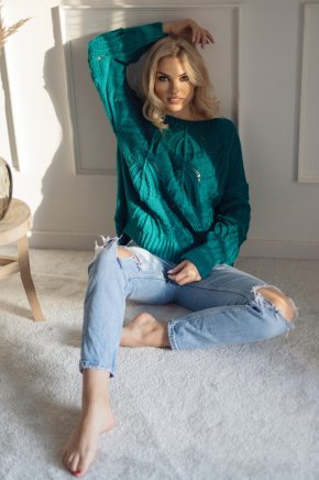Oversize sveter s pleteným vzorom (4)